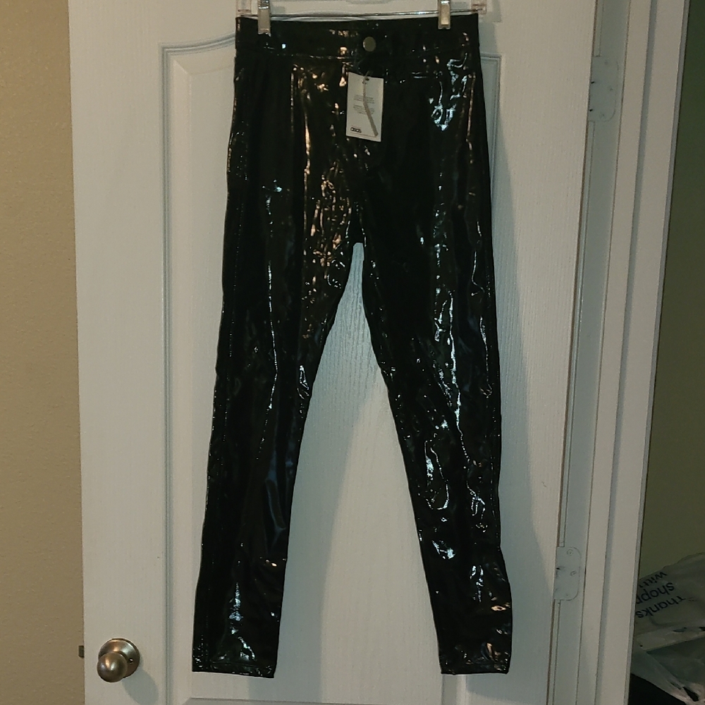 ASOS Skinny Pants Pleather Black Women's Sz 28 NWT